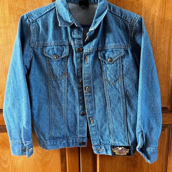 Kids size 12 denim jacket, Harley Davidson - Picture 2 of 7